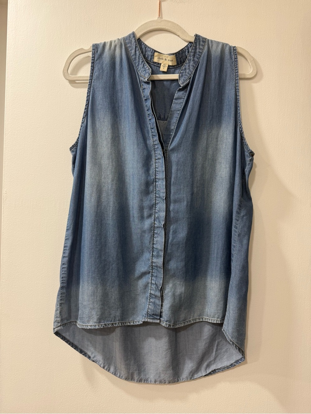 cloth & stone Washed Denim Sleeveless Tunic - Blue